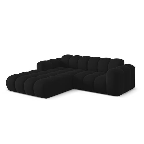 Cosmopolitan Design - Linker hoekbank Treno 3-zits, flueel zwart - 184x240x70cm