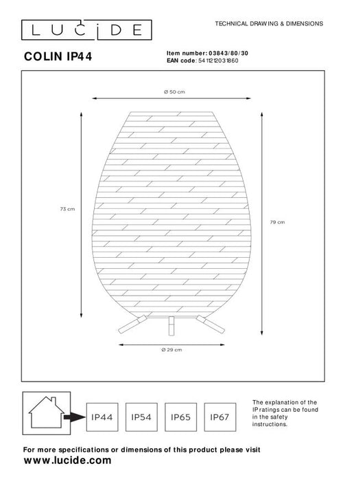 Lucide vloerlamp COLIN IP44 - Geïntegreerde LED - Zwart - vtwonen shop