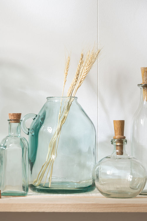 J-Line vaas Handvat Cilinder - glas -  transparant - small - Ø 18 cm