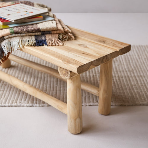 Tikamoon Massief teakhouten decoratief kinderbankje - Naturel - vtwonen shop