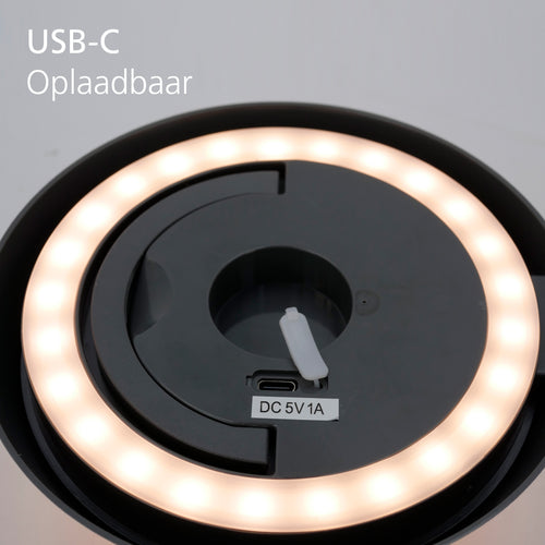 EGLO tafellamp Meggiano - draadloos - 32 cm - grijs/wit