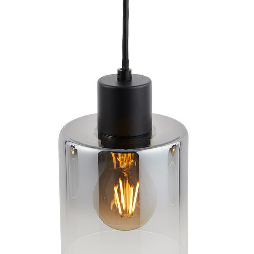 Lighto | Design hanglamp zwart met smoke glas 3-lichts | Nala