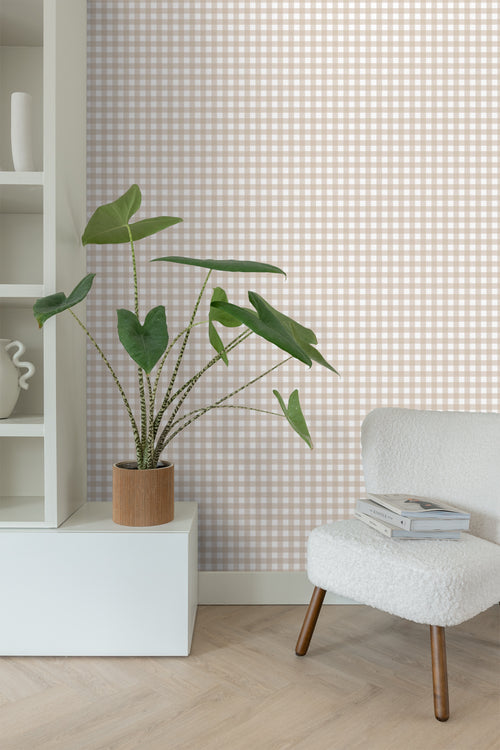 ESTAhome behang geblokt motief beige - 50 x 900 cm - 131299