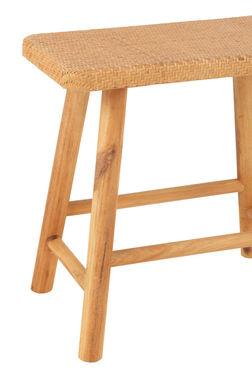 J-Line kruk Rechthoek - riet/sparhout - naturel - vtwonen shop