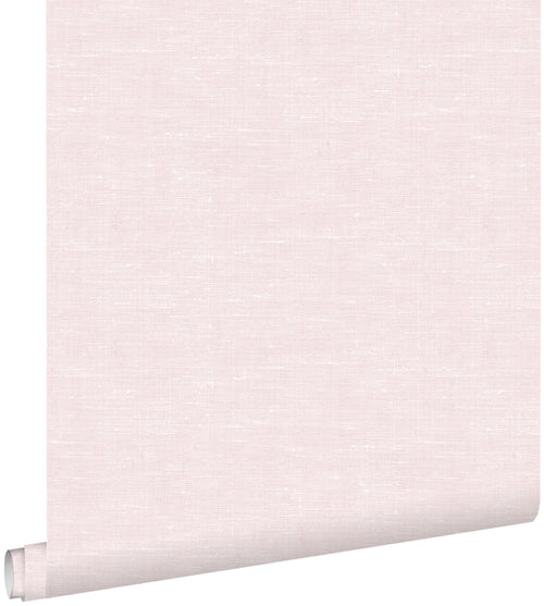ESTAhome behang effen linnenstructuur licht roze - 53 cm x 10.05 m - 148692
