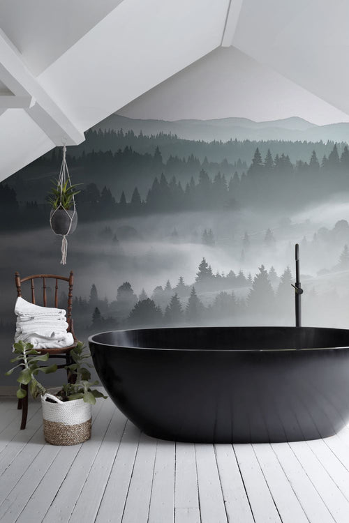 ESTAhome fotobehang mistige bergen groen - 279 x 279 cm - 158910 - vtwonen shop