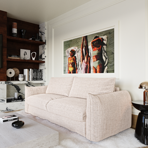 Premium Interiors - Snel uitklapbare slaapbank ICON - gewaafd fluweel crème 228cm