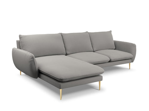 Cosmopolitan Design linker hoekbank Vienna 5-zits, boucle, grijs - 170x255x95cm
