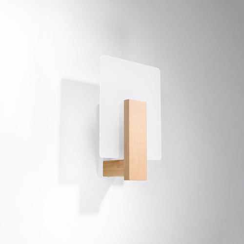 Sollux Lighting Wandlamp LAPPO naturel hout - 16x12x30,5cm
