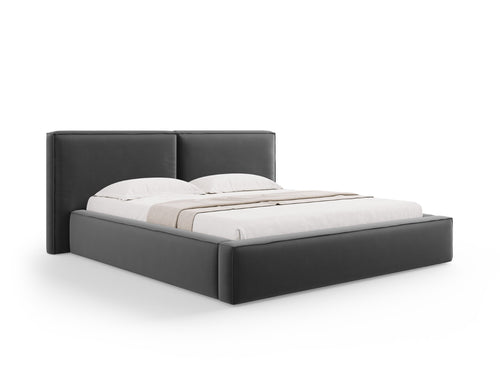 Micadoni Opbergbed met hoofdeinde Jodie 180x200cm, flueel, grijs - 228x234x108cm