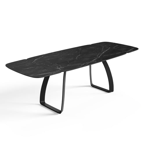 Sia Home - Uitschuifbare tafels DAHLIA - Keramiek - Carrara zwart en zwart - 180cm