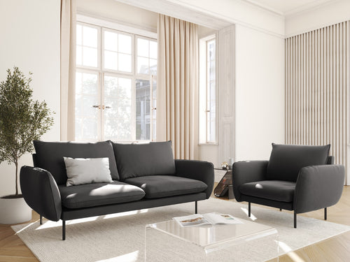 Cosmopolitan Design Fauteuil Vienna flueel, donkergrijs - 94x97x95cm