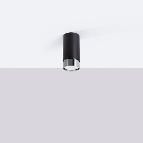 Sollux Lighting Plafondlamp NERO 12,5 zwart/chroom - 6x6x12,5cm