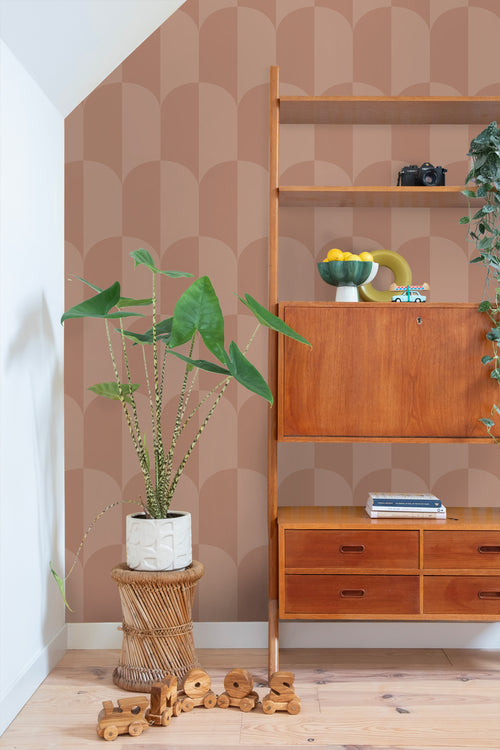 ESTAhome behang art deco bogen terracotta roze - 53 cm x 10.05 m - 131238 - vtwonen shop