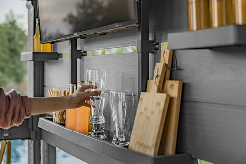 Keter Bar Gazebo - Buitenbar met overkapping - 200x230x238cm - Antraciet/Walnut - vtwonen shop