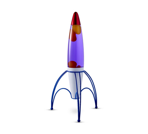 Lighto | Raket lavalamp | paarse vloeistof met gele lava