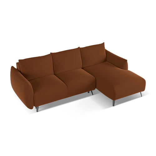 LaMiaSofa hoekbank rechts Genova - velours - terracotta - 242x162x86