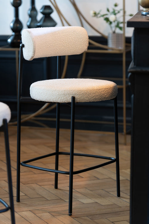 J-Line barstoel Bouclé - multiplex/polyester - wit/zwart