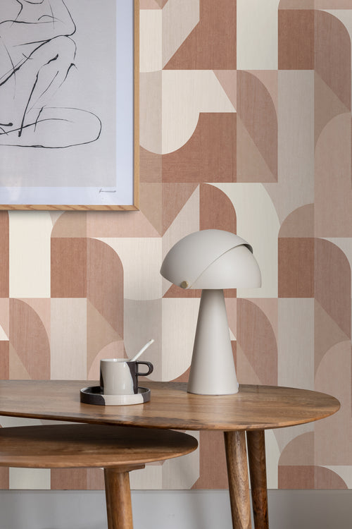 Origin Wallcoverings behang cirkels in Bauhaus stijl terracotta en beige - 50 x 900 cm - 348029 - vtwonen shop