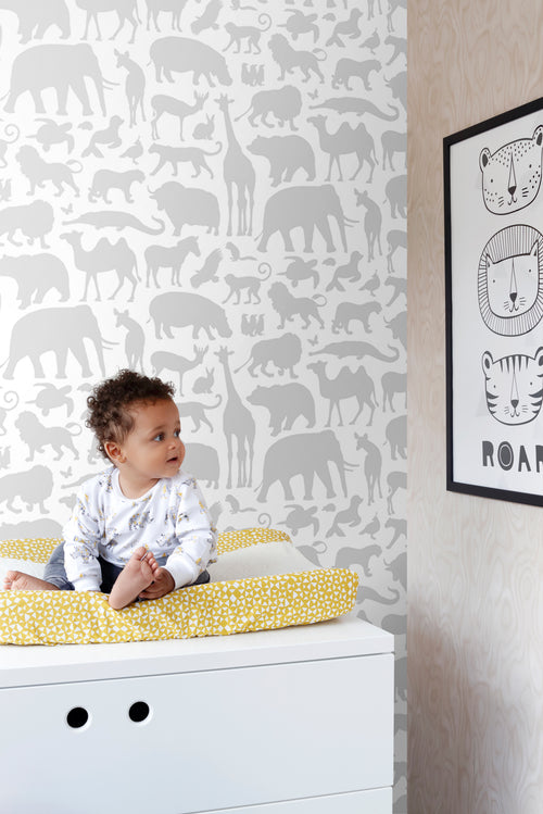ESTAhome behang dieren grijs - 53 cm x 10.05 m - 139054