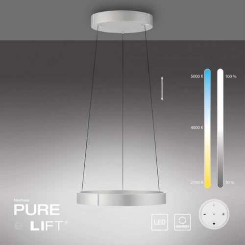 Neuhaus PURE hanglamp E-Clipse - 2 lichts - 50  x 350   cm - mat chroom - vtwonen shop