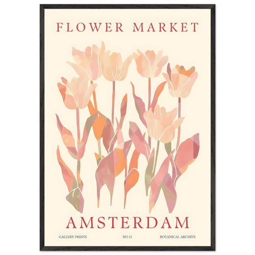 Artfulprints Poster met Lijst Flower market - Amsterdam I   - 70x100 cm - Roze