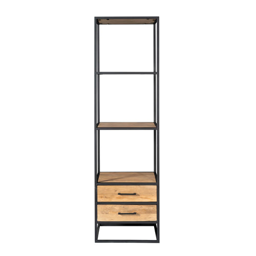Starfurn Boekenkast Dakota - Naturel Hout - 2-Lades - 55x45x200cm