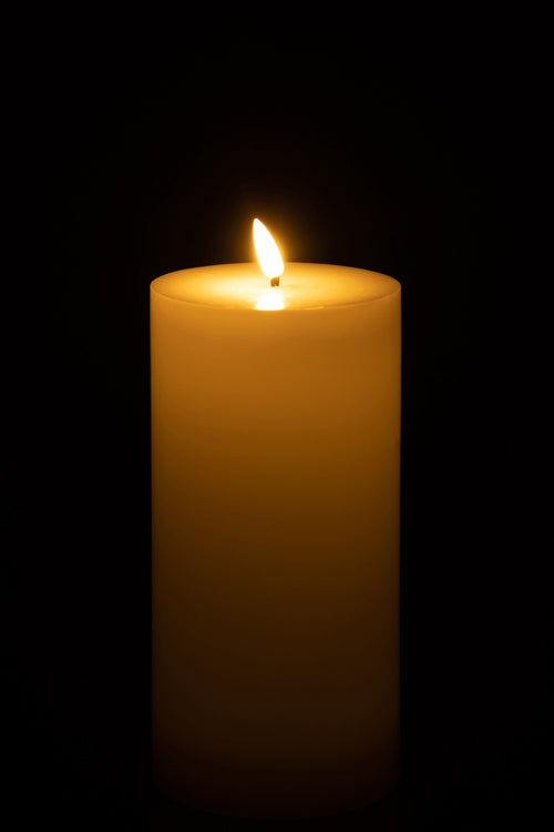 J-Line cilinderkaars - wit - large - LED lichtjes - vtwonen shop