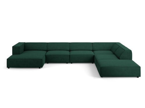Cosmopolitan Design Panoramische hoekbank rechts Arendal 7-zits, chenille met ribbeleffect, flessengroen - 262x364x70cm
