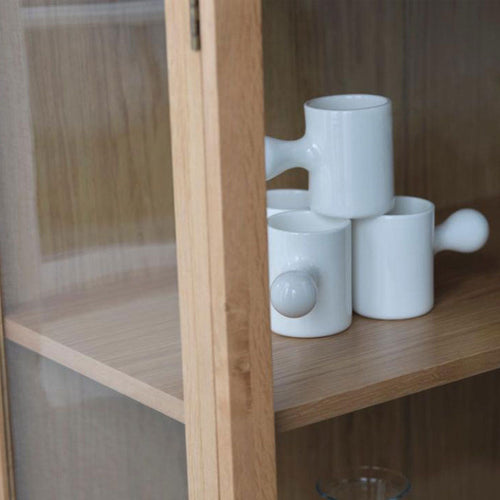 Olivine Boris Eikenhouten Vitrinekast met Glas - B 90 - Naturel