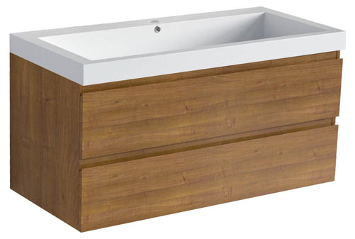 LOMAZOO badkamermeubel Monaco - zwevend - wit - warm eiken - 100 cm