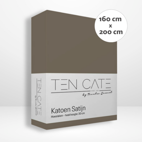 Ten Cate hoeslaken - 100% katoensatijn - 160x200 - taupe - vtwonen shop