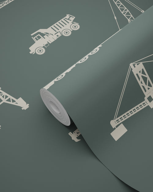 ESTAhome behang voertuigen vergrijsd zeegroen - 53 cm x 10.05 m - 139974 - vtwonen shop