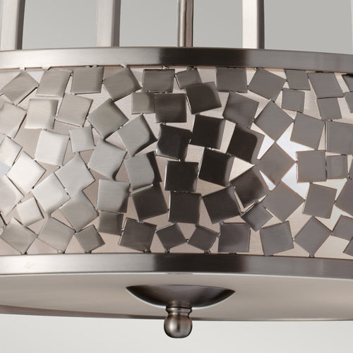 Elstead Zara - Cilindrische hanglamp 4-lichts geborsteld staal met zilverkleurige stof, E27