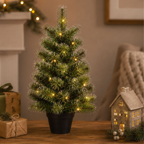 Black Box Trees Glendon Kunstkerstboom met Verlichting - Kerstboom H90 x Ø51 cm - Kunstboom in Pot - Groen