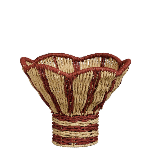 Mica Decorations Opbergmand met Handvatten - Organizer Rotan - Woondecoratie en Opbergen - H20 x Ø28 cm - Bruin, Zwart