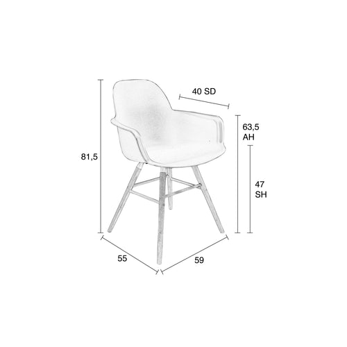 Zuiver Albert Kuip Eetkamerstoelen Armleuning Wit - Set van 2