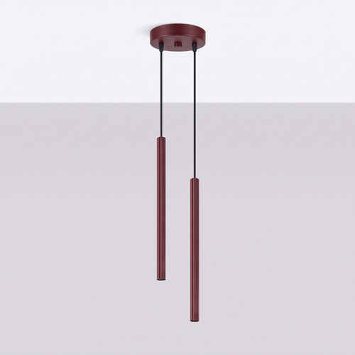 Sollux Lighting Hanglamp ARCHE 2P bordeaux - 15x15x118cm