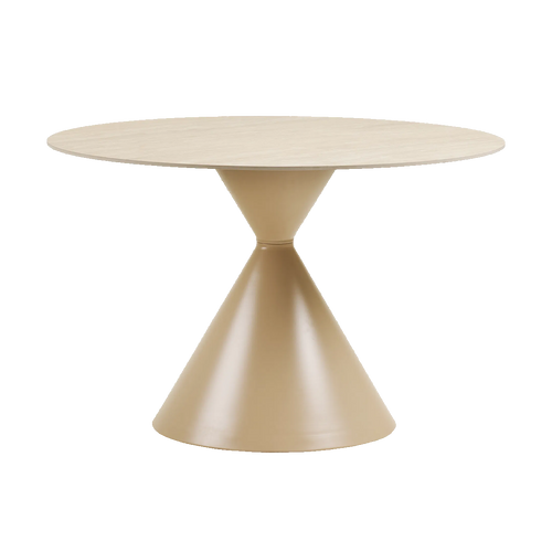 Artichok Anisa metalen eettafel met keramiek blad beige - Ø120