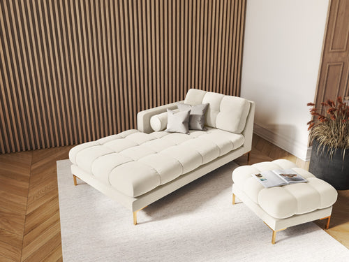 Cosmopolitan Design linker meridiaan Bali flueel, lichtbeige - 185x102x75cm