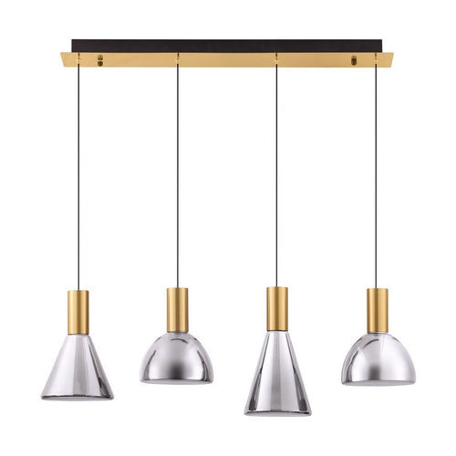 Nova Luce VOI Hanglamp voor aan het plafond, rookkleurig messing met gouden Triac-technologie, dimbare LED-lamp, 32W, 960lm, 3000K