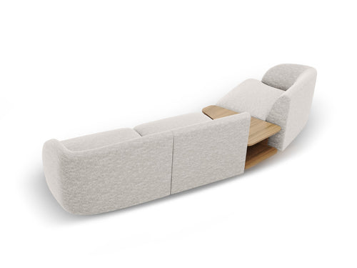 Micadoni linker modulaire bank Miley 3-zits, structurele stof geld - 126x303x70cm