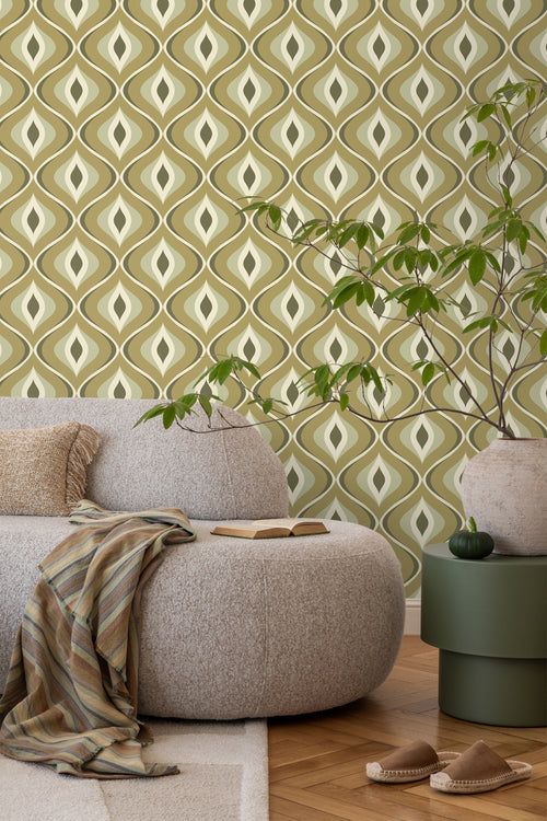 ESTAhome behang retro ornamenten vergrijsd groen - 50 x 900 cm - 130987 - vtwonen shop