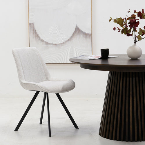 Giga Meubel Eetkamerstoel Mika - Metaal/Stof - Beige - Set van 2 - vtwonen shop