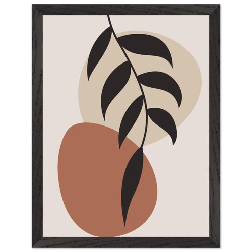 Artfulprints Poster met Lijst Boho - Abstract leaf II   - 30x40 cm - Terracotta