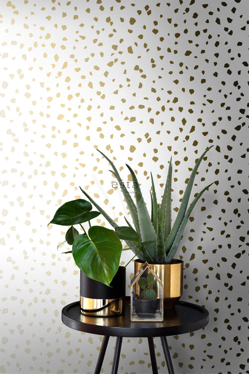 ESTAhome behang terrazzo wit en goud - 0,53 x 10,05 m - 139133 - vtwonen shop