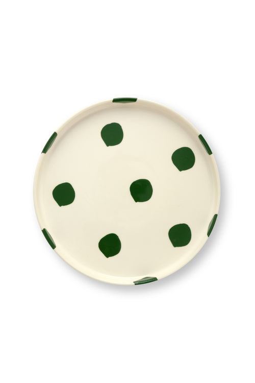 vtwonen - Serviesset - Gebaksbord, Ontbijtbord en Mok - Stippen - Groen - Keramiek - Set van 3