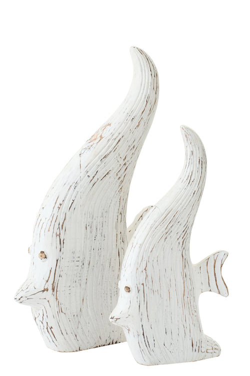 J-Line decoratie Vis Antiek - hout - gebroken wit -  large