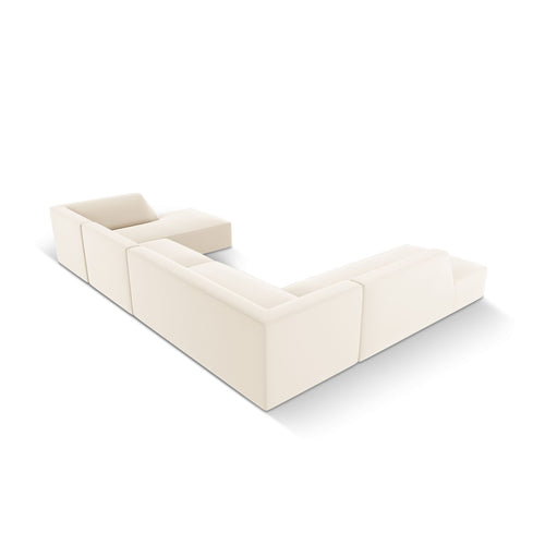 Cosmopolitan Design - Modulaire panoramische hoekbank links Siena 7-zits, imitatieleer lichtbeige - 273x366x69cm