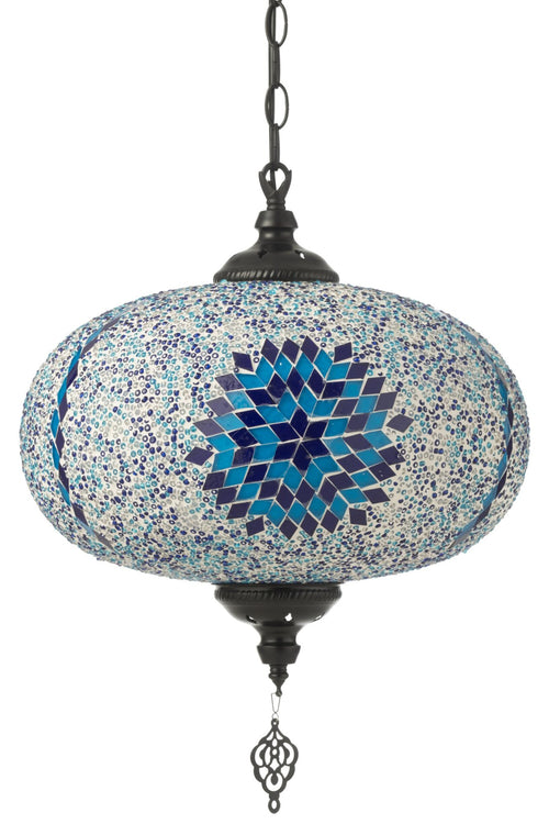 J-Line hanglamp Mozaiek - glas/metaal - blauw - large